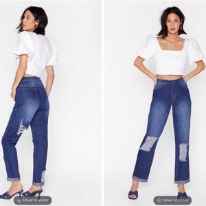 Knee'd Space Distressed Straight Leg Jeans